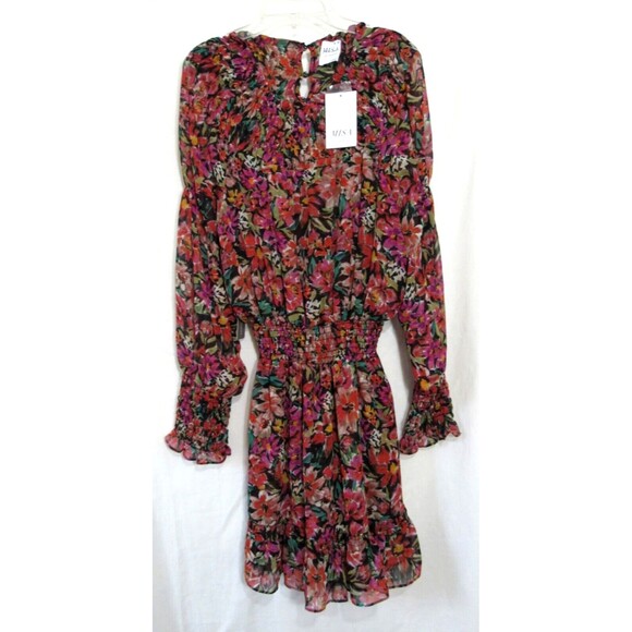Misa Anthropologie Marin Multicolored Floral Button Back Mini Dress Size L NWT - Picture 1 of 11